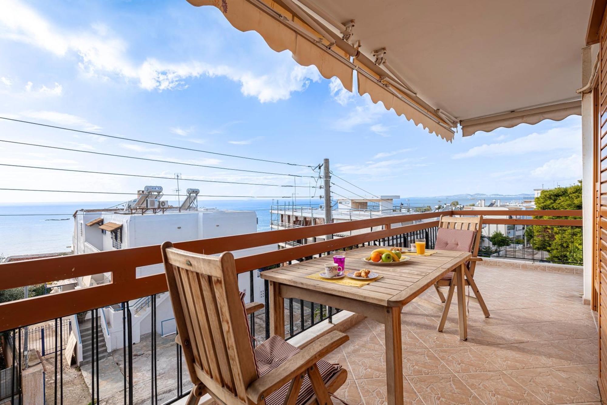 Sea View Apartment 100M From The Beach Saronida Exteriör bild